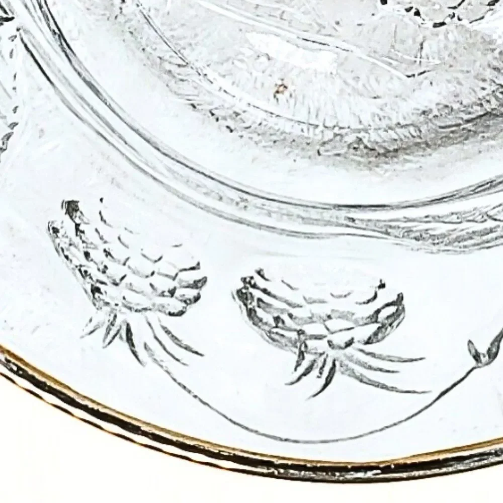 Bowl Wild Berry Clear Glass Gold Rim France Embossed Berry & Vines France 5-inch